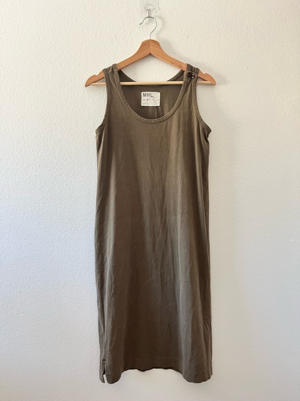 Margaret Howell Womens Tank Dress Sleeveless Cotton Olive Green Capsule‎ XSmall